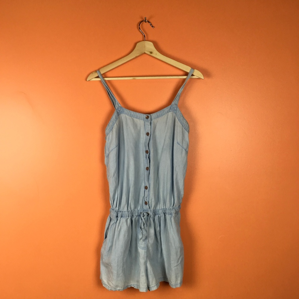 Selena Gomez | Denim Button Down Romper L - Picture 2 of 6